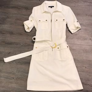 Off-White Dress with Gold Trims